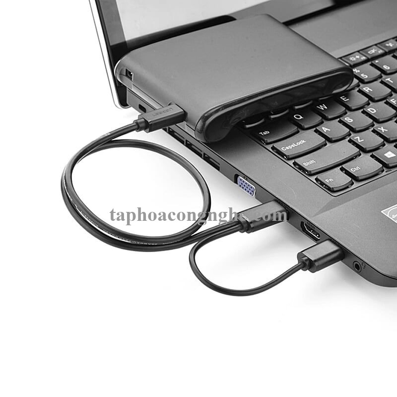 Ugreen 10346 0.5M màu Đen Cáp sạc truyền dữ liệu USB 2.0 sang MICRO USB có trợ nguồn USB US107 30010346